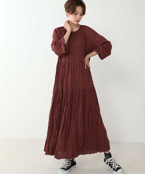 Bou Jeloud（ブージュルード）の「【WEB限定】イージーケア◆ワッシャーワンピース（ワンピース・レディース・ベージュ/ブラウン/ブラック/ブルー/イエロー・FREE）」の3枚目の写真