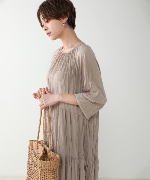 Bou Jeloud（ブージュルード）の「【WEB限定】イージーケア◆ワッシャーワンピース（ワンピース・レディース・ベージュ/ブラウン/ブラック/ブルー/イエロー・FREE）」の7枚目の写真