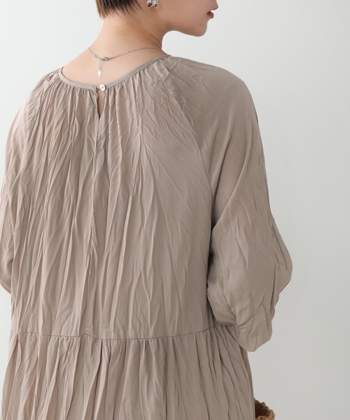 Bou Jeloud（ブージュルード）の「【WEB限定】イージーケア◆ワッシャーワンピース（ワンピース・レディース・ベージュ/ブラウン/ブラック/ブルー/イエロー・FREE）」の8枚目の写真