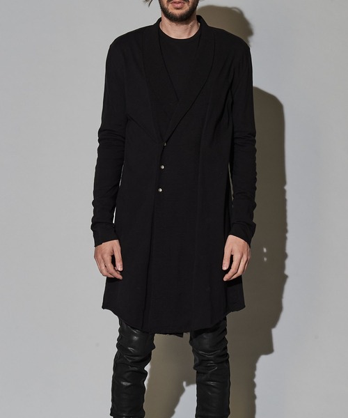 NO ID.(ノーアイディ)の「【NO ID.】Shawl Collar Switching Double Breasted Gown / ショール カラー 切替 ダブル ブレスト ガウン(カーディガン/ボレロ・メンズ・カーキ/ブラック・1/2)」の4枚目の写真