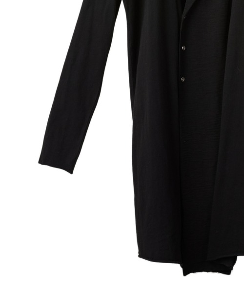 NO ID.(ノーアイディ)の「【NO ID.】Shawl Collar Switching Double Breasted Gown / ショール カラー 切替 ダブル ブレスト ガウン(カーディガン/ボレロ・メンズ・カーキ/ブラック・1/2)」の8枚目の写真