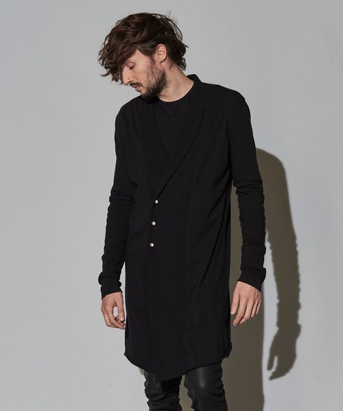 NO ID.(ノーアイディ)の「【NO ID.】Shawl Collar Switching Double Breasted Gown / ショール カラー 切替 ダブル ブレスト ガウン(カーディガン/ボレロ・メンズ・カーキ/ブラック・1/2)」の13枚目の写真