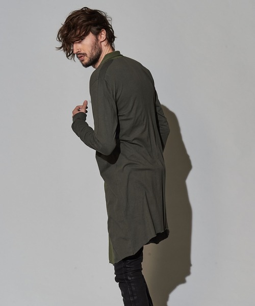 NO ID.(ノーアイディ)の「【NO ID.】Shawl Collar Switching Double Breasted Gown / ショール カラー 切替 ダブル ブレスト ガウン(カーディガン/ボレロ・メンズ・カーキ/ブラック・1/2)」の21枚目の写真