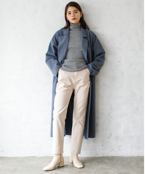 koe（コエ）の「サイドスリットビックロングコート＊（チェスターコート・レディース・ブラック/ブルー/モカ/ベージュ/アイボリー・M/L）」の5枚目の写真