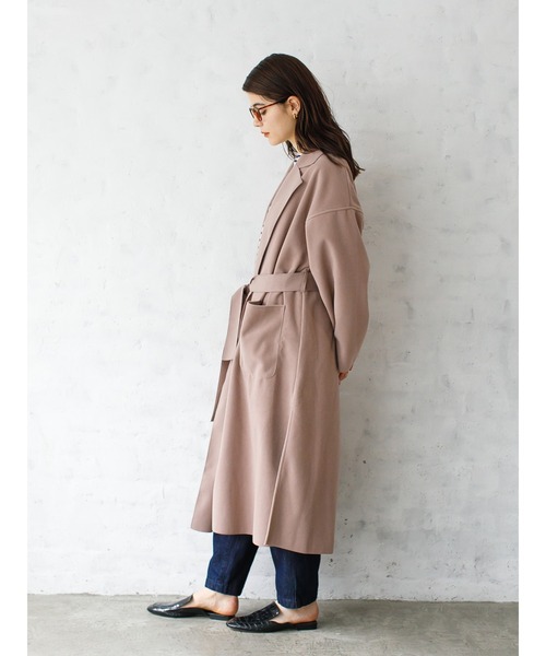 koe（コエ）の「サイドスリットビックロングコート＊（チェスターコート・レディース・ブラック/ブルー/モカ/ベージュ/アイボリー・M/L）」の7枚目の写真