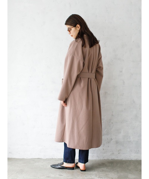 koe（コエ）の「サイドスリットビックロングコート＊（チェスターコート・レディース・ブラック/ブルー/モカ/ベージュ/アイボリー・M/L）」の8枚目の写真