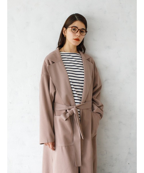 koe（コエ）の「サイドスリットビックロングコート＊（チェスターコート・レディース・ブラック/ブルー/モカ/ベージュ/アイボリー・M/L）」の9枚目の写真