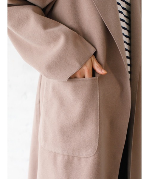 koe（コエ）の「サイドスリットビックロングコート＊（チェスターコート・レディース・ブラック/ブルー/モカ/ベージュ/アイボリー・M/L）」の12枚目の写真