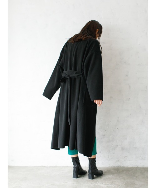 koe（コエ）の「サイドスリットビックロングコート＊（チェスターコート・レディース・ブラック/ブルー/モカ/ベージュ/アイボリー・M/L）」の18枚目の写真