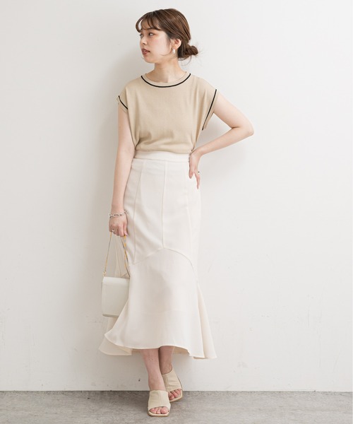 natural couture（ナチュラルクチュール）の「【WEB限定】ハギデザインマーメイドスカート（スカート・レディース・ベージュ/グリーン/ピンク/チェック・FREE）」の7枚目の写真