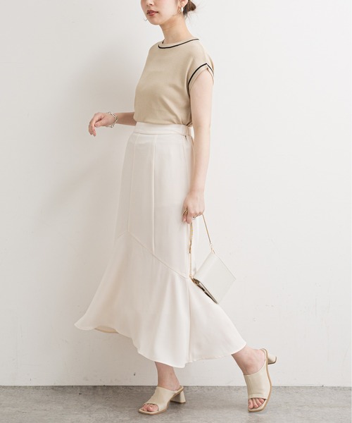 natural couture（ナチュラルクチュール）の「【WEB限定】ハギデザインマーメイドスカート（スカート・レディース・ベージュ/グリーン/ピンク/チェック・FREE）」の6枚目の写真