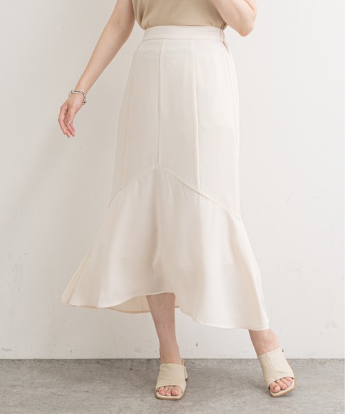 natural couture（ナチュラルクチュール）の「【WEB限定】ハギデザインマーメイドスカート（スカート・レディース・ベージュ/グリーン/ピンク/チェック・FREE）」の5枚目の写真