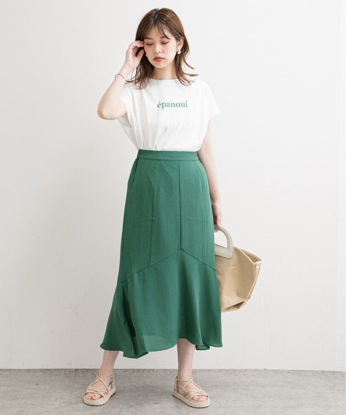 natural couture（ナチュラルクチュール）の「【WEB限定】ハギデザインマーメイドスカート（スカート・レディース・ベージュ/グリーン/ピンク/チェック・FREE）」の10枚目の写真