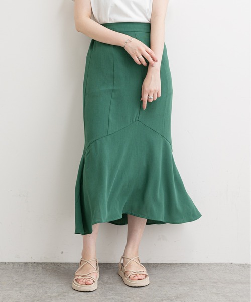 natural couture（ナチュラルクチュール）の「【WEB限定】ハギデザインマーメイドスカート（スカート・レディース・ベージュ/グリーン/ピンク/チェック・FREE）」の9枚目の写真