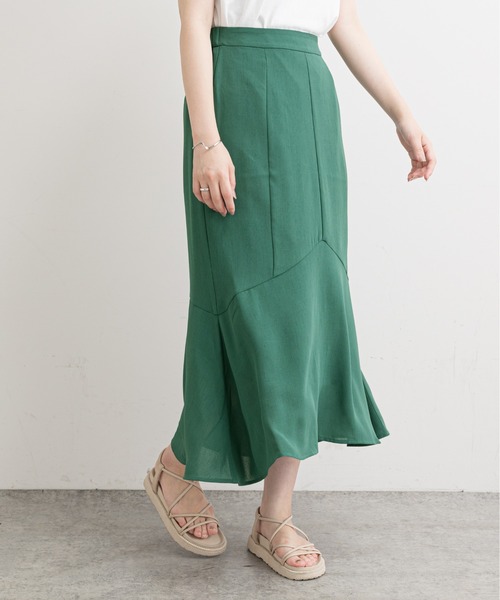 natural couture（ナチュラルクチュール）の「【WEB限定】ハギデザインマーメイドスカート（スカート・レディース・ベージュ/グリーン/ピンク/チェック・FREE）」の8枚目の写真