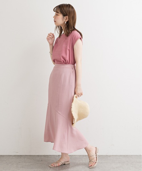 natural couture（ナチュラルクチュール）の「【WEB限定】ハギデザインマーメイドスカート（スカート・レディース・ベージュ/グリーン/ピンク/チェック・FREE）」の12枚目の写真
