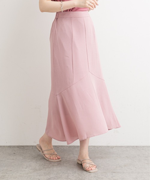natural couture（ナチュラルクチュール）の「【WEB限定】ハギデザインマーメイドスカート（スカート・レディース・ベージュ/グリーン/ピンク/チェック・FREE）」の11枚目の写真