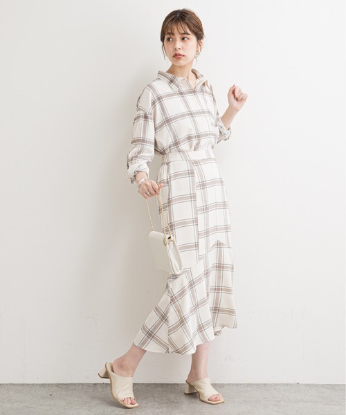 natural couture（ナチュラルクチュール）の「【WEB限定】ハギデザインマーメイドスカート（スカート・レディース・ベージュ/グリーン/ピンク/チェック・FREE）」の15枚目の写真