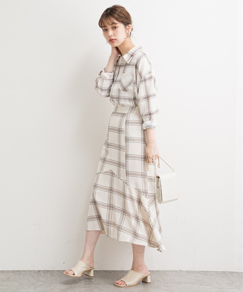 natural couture（ナチュラルクチュール）の「【WEB限定】ハギデザインマーメイドスカート（スカート・レディース・ベージュ/グリーン/ピンク/チェック・FREE）」の16枚目の写真