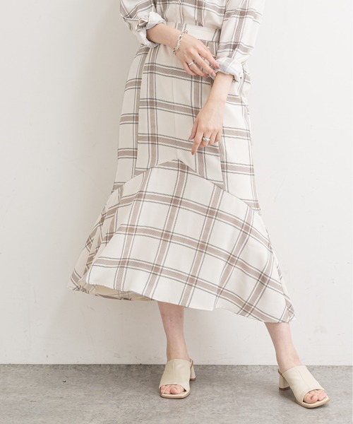 natural couture（ナチュラルクチュール）の「【WEB限定】ハギデザインマーメイドスカート（スカート・レディース・ベージュ/グリーン/ピンク/チェック・FREE）」の14枚目の写真