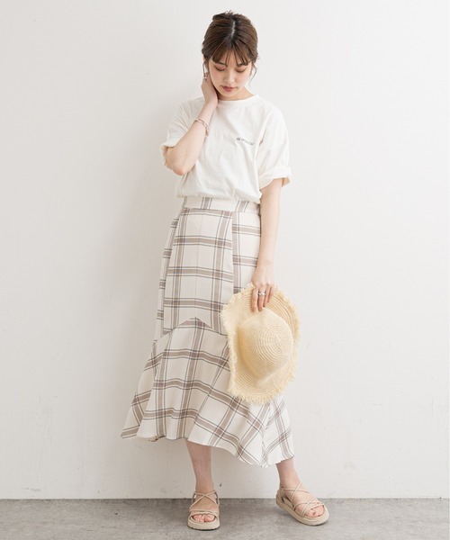 natural couture（ナチュラルクチュール）の「【WEB限定】ハギデザインマーメイドスカート（スカート・レディース・ベージュ/グリーン/ピンク/チェック・FREE）」の18枚目の写真
