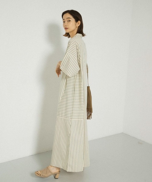 KBF（ケイビーエフ）の「マルチパターンストライプシャツワンピース（ワンピース・レディース・ネイビー/グリーン/アイボリー・ONE）」の10枚目の写真