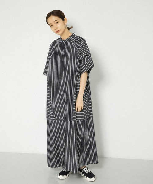 KBF（ケイビーエフ）の「マルチパターンストライプシャツワンピース（ワンピース・レディース・ネイビー/グリーン/アイボリー・ONE）」の12枚目の写真