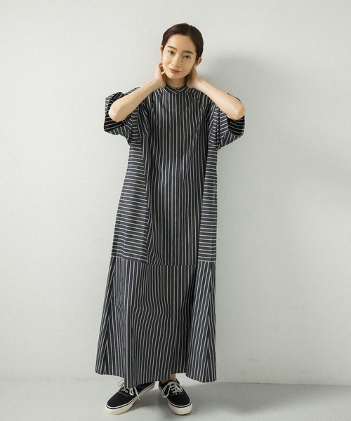 KBF（ケイビーエフ）の「マルチパターンストライプシャツワンピース（ワンピース・レディース・ネイビー/グリーン/アイボリー・ONE）」の13枚目の写真