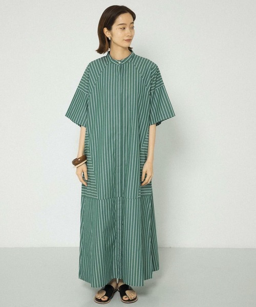 KBF（ケイビーエフ）の「マルチパターンストライプシャツワンピース（ワンピース・レディース・ネイビー/グリーン/アイボリー・ONE）」の14枚目の写真
