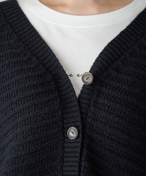 ROPE' PICNIC（ロペピクニック）の「リリーヤーンショート丈ニットカーディガン（カーディガン/ボレロ・レディース・ブラック/ホワイト/ベージュ/グリーン・38）」の9枚目の写真