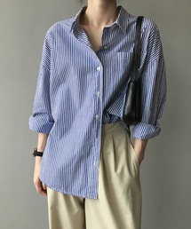 me+em select | ★【 無地  / ストライプ 】変形バックスリットBIGシャツ(シャツ/ブラウス)