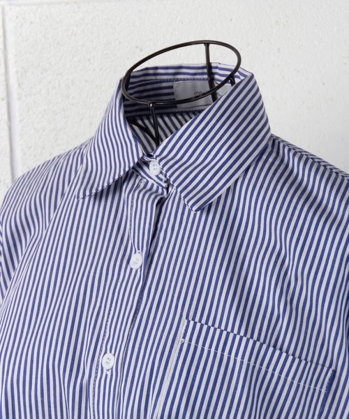 me+em select(ミームセレクト)の「※※【 無地 / ストライプ 】変形バックスリットBIGシャツ(シャツ/ブラウス・レディース・ホワイト/ブラック/ネイビー/グレー/ブラック系その他・FREE)」の17枚目の写真