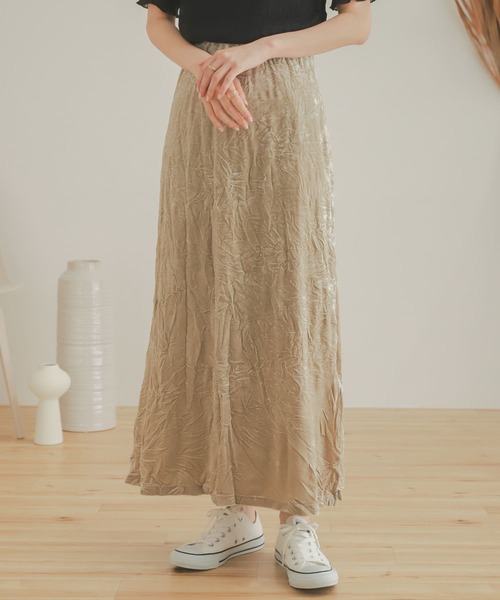 SENSE OF PLACE by URBAN RESEARCH(センスオブプレイスバイアーバンリサーチ)の「クラッシュベロアロングスカート(スカート・レディース・ブラウン/ベージュ/マスタード・ONE)」の22枚目の写真