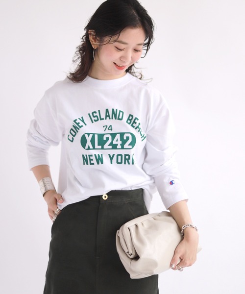 SLOBE IENA（スローブイエナ）の「【Champion / チャンピオン】 ロゴカットソー【洗濯機洗い可】◆（Tシャツ/カットソー・レディース・ホワイト/ブラウン/レッド・FREE）」の19枚目の写真