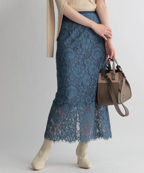 Andemiu（アンデミュウ）の「ペンシルレーススカート217169（スカート・レディース・ブラウン/ベージュ/ブルー・S/M）」の3枚目の写真