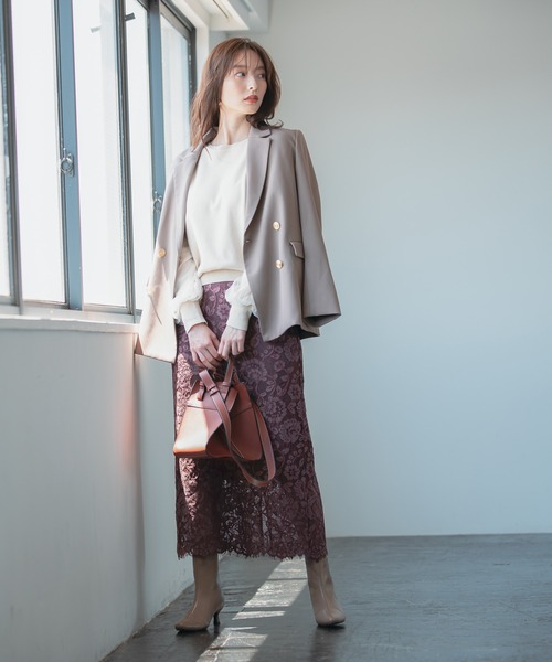 Andemiu（アンデミュウ）の「ペンシルレーススカート217169（スカート・レディース・ブラウン/ベージュ/ブルー・S/M）」の14枚目の写真