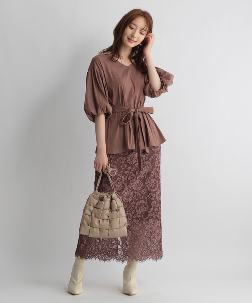 Andemiu（アンデミュウ）の「ペンシルレーススカート217169（スカート・レディース・ブラウン/ベージュ/ブルー・S/M）」の16枚目の写真