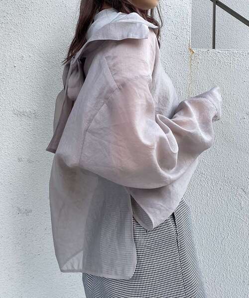 MAJESTIC LEGON（マジェスティックレゴン）の「タンクセットエアリーシャツ（シャツ/ブラウス・レディース・ブラック/グレー/アイボリー・MEDIUM）」の14枚目の写真