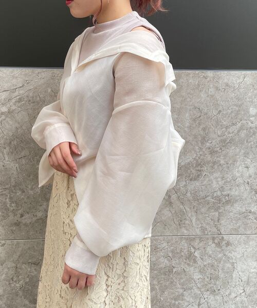 MAJESTIC LEGON（マジェスティックレゴン）の「タンクセットエアリーシャツ（シャツ/ブラウス・レディース・ブラック/グレー/アイボリー・MEDIUM）」の20枚目の写真