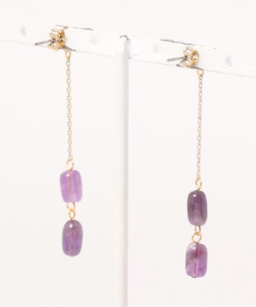 KATHARINE ROSS（キャサリンロス）の「【KATHARINE ROSS】天然石 ハーモニーカラーズピアス（ピアス（両耳用）・レディース・パープル/ホワイト・MEDIUM）」の6枚目の写真