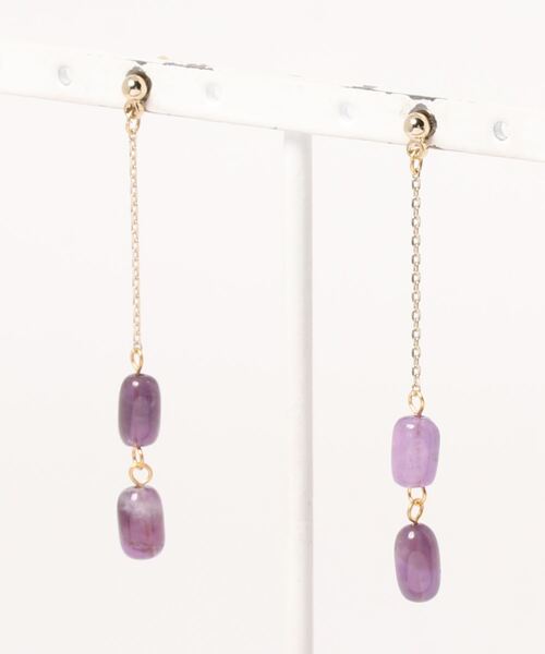 KATHARINE ROSS（キャサリンロス）の「【KATHARINE ROSS】天然石 ハーモニーカラーズピアス（ピアス（両耳用）・レディース・パープル/ホワイト・MEDIUM）」の5枚目の写真