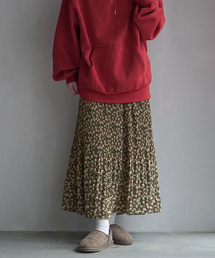 zootie | 【見た目を裏切るあたたかさ】フリース裏地付き 花柄マイクロプリーツスカート(スカート)