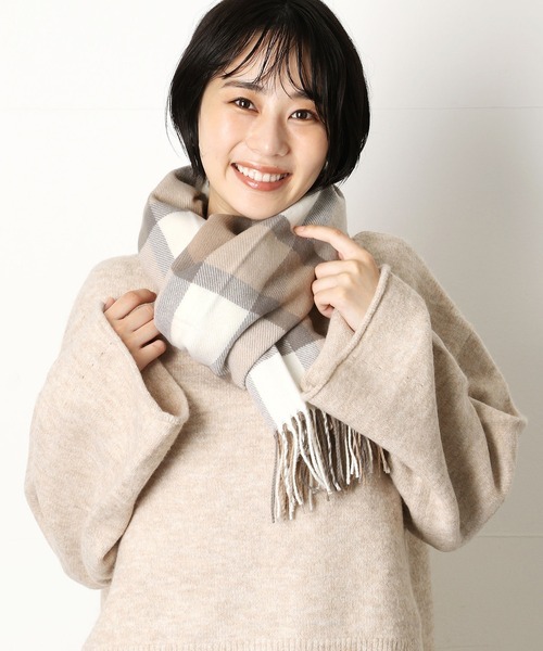 Purple&Yellow（パープルアンドイエロー）の「チェックストール（ストール/ショール・メンズ・ベージュ・FREE）」の4枚目の写真