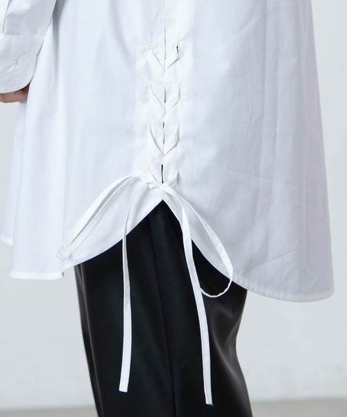 DuKKah(デュカ)の「Dukkah/【低身長向け】サイドリボンルーズシャツ(シャツ/ブラウス・レディース・ホワイト/ブルー系その他4・X-SMALL)」の4枚目の写真