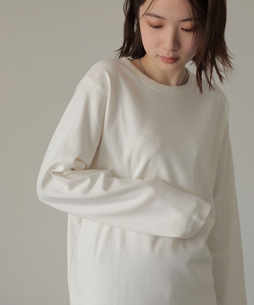 AMERICAN HOLIC（アメリカンホリック）の「クルーネックベーシックカットプルオーバー（Tシャツ/カットソー・レディース・オフホワイト/ブラック/モカ/その他7・S/M/L）」の2枚目の写真