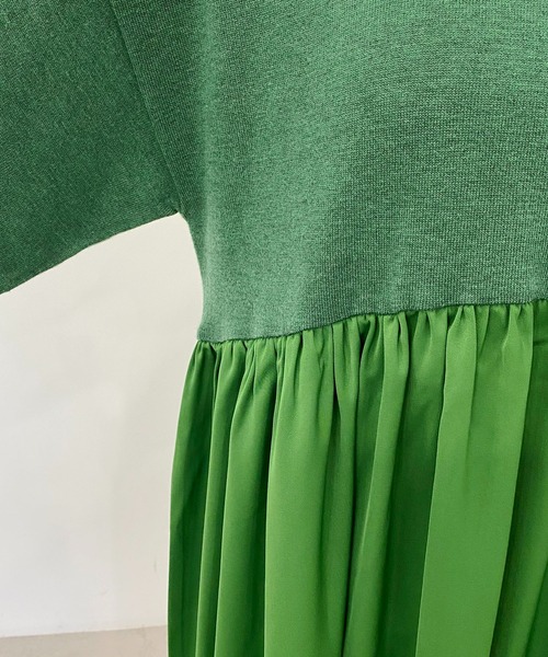 CAPRICIEUX LE'MAGE（カプリシューレマージュ）の「ギャザースカートドッキングワンピース（ワンピース・レディース・ブラック/ベージュ/グリーン・FREE）」の16枚目の写真