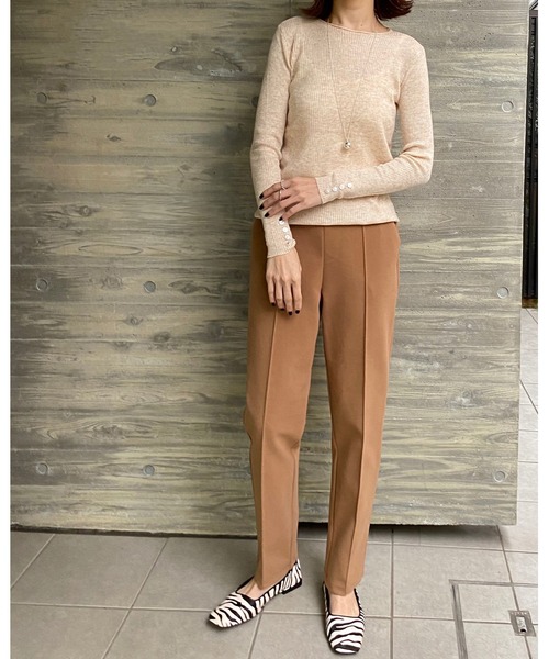 She's Closet(シーズクローゼット)の「ウールライクセンターシームラインあったかテーパードパンツ(その他パンツ・レディース・アイボリー/ブラウン/グレイッシュベージュ/カーキ/ボルドー/ダークブルー/スモークピンク/キャメル/ベージュ系その他/ブラック・FREE)」の12枚目の写真