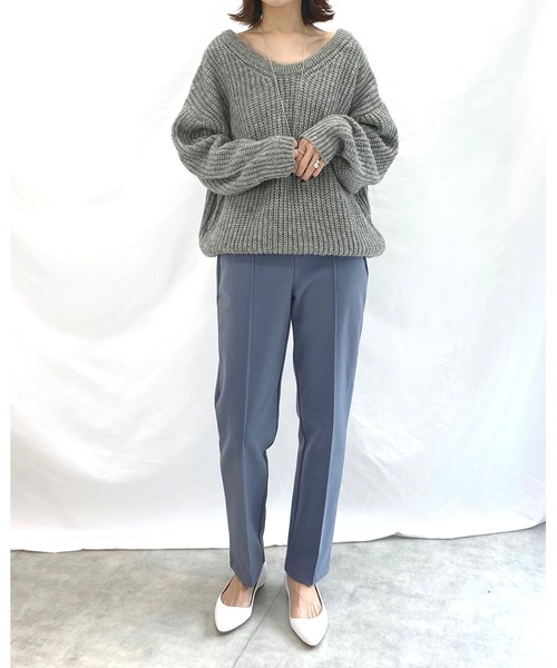 She's Closet(シーズクローゼット)の「ウールライクセンターシームラインあったかテーパードパンツ(その他パンツ・レディース・アイボリー/ブラウン/グレイッシュベージュ/カーキ/ボルドー/ダークブルー/スモークピンク/キャメル/ベージュ系その他/ブラック・FREE)」の13枚目の写真