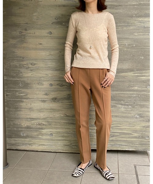 She's Closet(シーズクローゼット)の「ウールライクセンターシームラインあったかテーパードパンツ(その他パンツ・レディース・アイボリー/ブラウン/グレイッシュベージュ/カーキ/ボルドー/ダークブルー/スモークピンク/キャメル/ベージュ系その他/ブラック・FREE)」の14枚目の写真