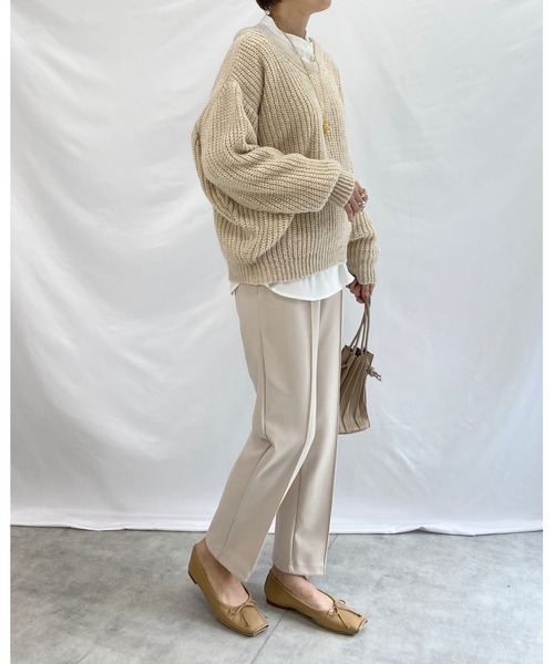 She's Closet(シーズクローゼット)の「ウールライクセンターシームラインあったかテーパードパンツ(その他パンツ・レディース・アイボリー/ブラウン/グレイッシュベージュ/カーキ/ボルドー/ダークブルー/スモークピンク/キャメル/ベージュ系その他/ブラック・FREE)」の17枚目の写真